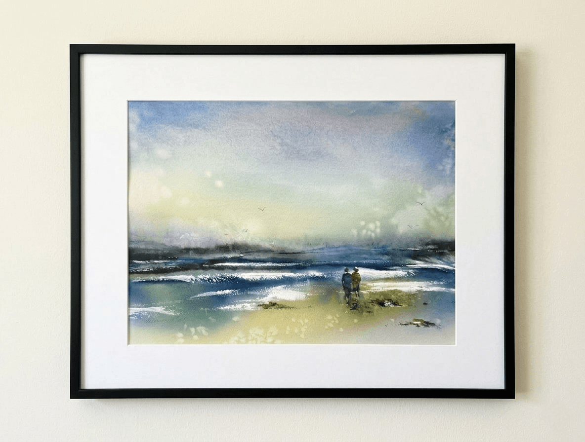 Vagues et rive lointaine